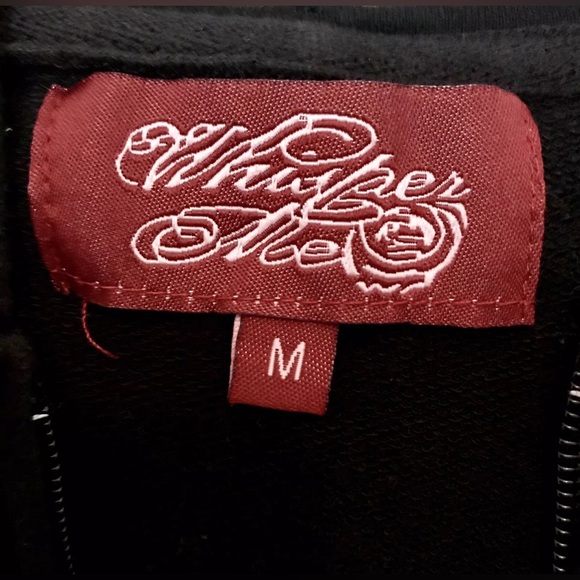 Whisper Me Womens Size M Black Rhinestone Studs Kangaroo Pockets Hooded Jacket - Picture 3 of 4